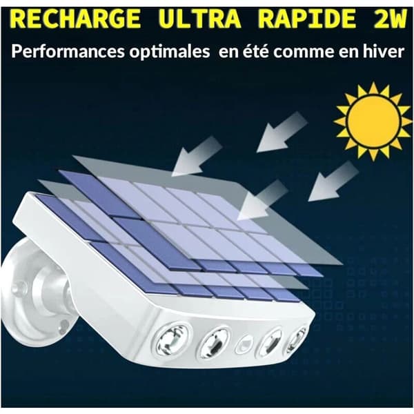 Waterproof Outdoor Solar Lamp with Motion Detector - High-Quality Fast Charging Panel - 4 COB LEDs, Cool White, 500 Lumens