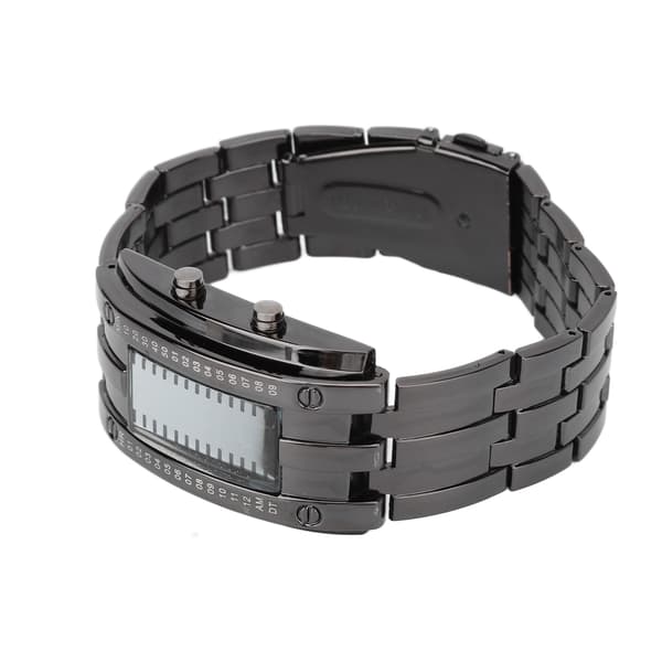 LED Watch Unique Binary Time Display Convex Arc Structure Waterproof LED Wristwatch Electronic Watch Black S