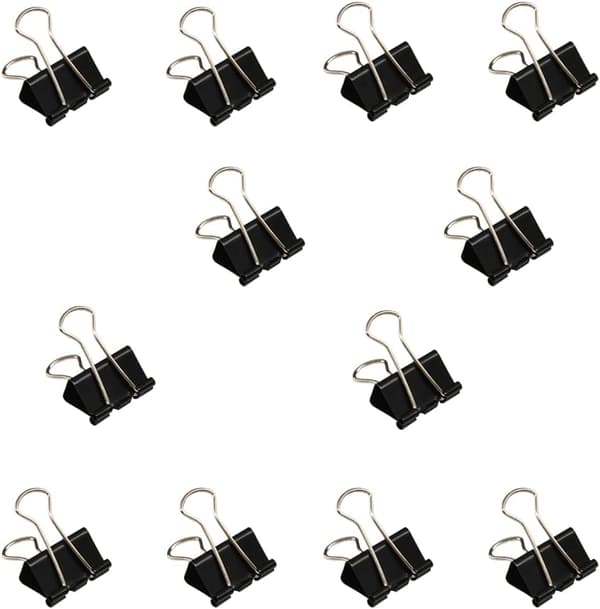 Paper Clips, 12 Pcs Metal Paper Clips, 15 mm Mini Office Clips, Foldback Clips for Office School Home Kitchen Shops