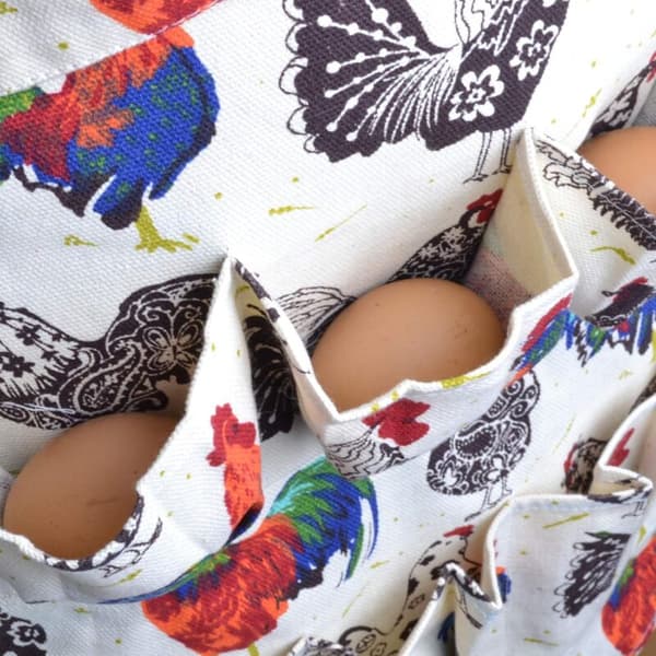 Eggsamlingsforkle med 10 lommer for kylling, hønsehus og and, egg, husmor, gård, kjøkken, hjem, arbeid (barn) KLB