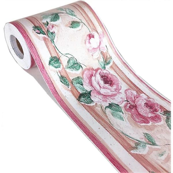 Selvklæbende tapetbort, 10 cm x 10 meter (Rosa)