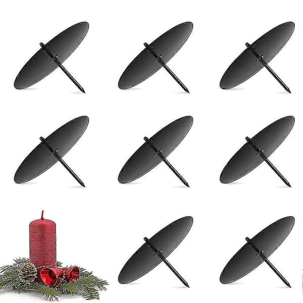 Kranslysestake, 8 cm Lysestake, Metall Lysestake, Julelysplate med Spiker 8 stk