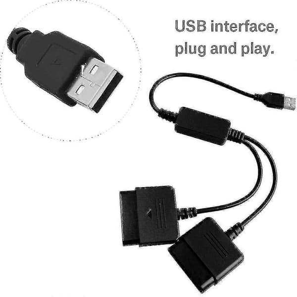 USB til PS2/PS3 Håndtak Konverteringskabel To I Ett Kontrolleradapter