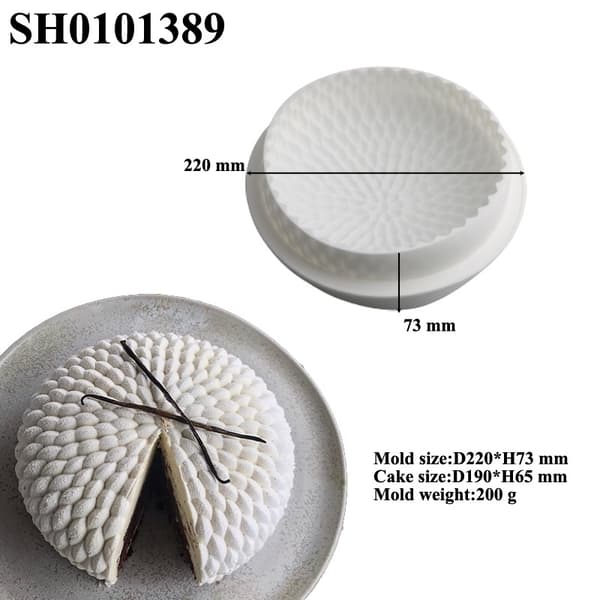 Lysegrå silikonform, ø220 H 70 MM Rund futon mousse kakeform