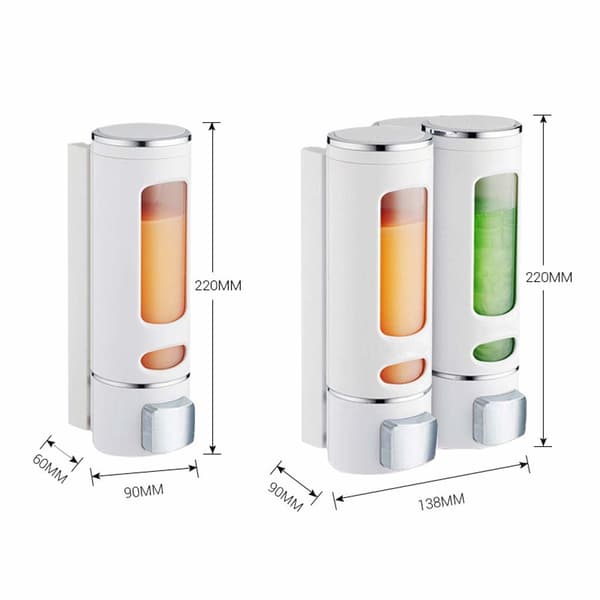 2x Hængende Sæbe Dispenser, 400 ml Vit white