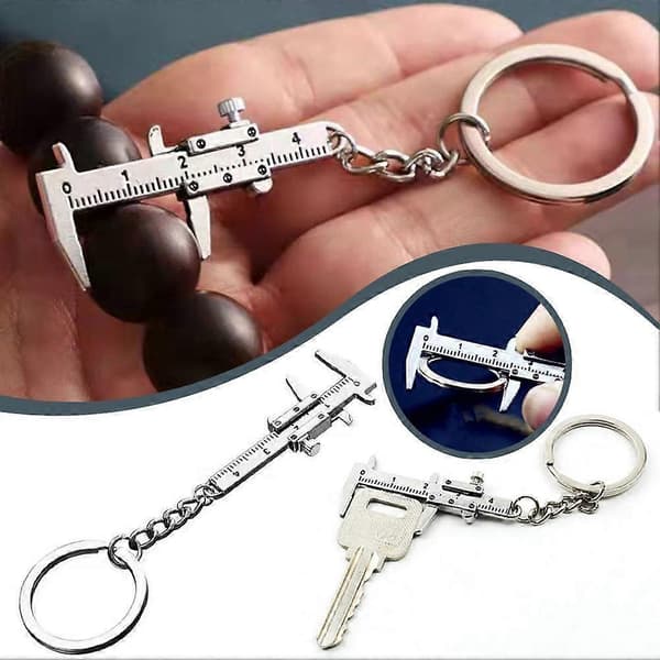 Mini Vernier Caliper Nøglering, Bærbart Metalværktøj Nøglering