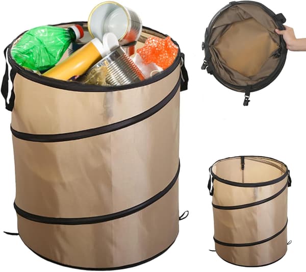Outdoor Garden Waste Bag - Foldable Camping Trash Can Pop-up C