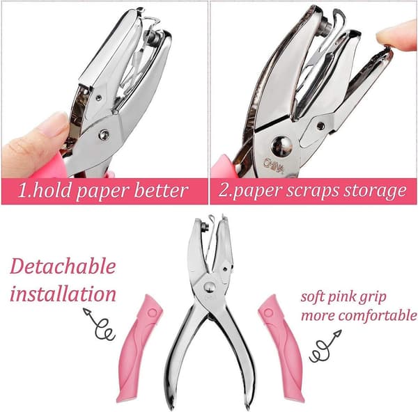 Pocket Hole Punch, Single Hole Punch, Metal Handheld Hole Punch with Soft Handle
