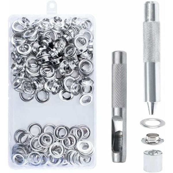100-pak med 14 mm øjer, øjesæt, øjeværktøj, metaløjer, øjesæt