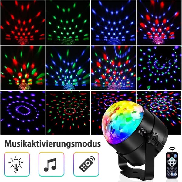Diskokugle Disco Lys LED Disco DJ Lampe 3W RGB Scenelys KLB