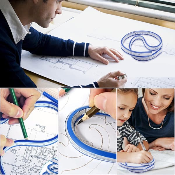 Flexible ruler, 50 cm PVC ruler, clear flexible bendable curve ruler