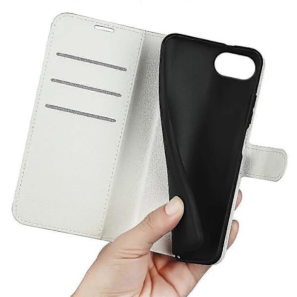 For iPhone 16e Case Lychee Texture Shockproof Leather Wallet Case - White