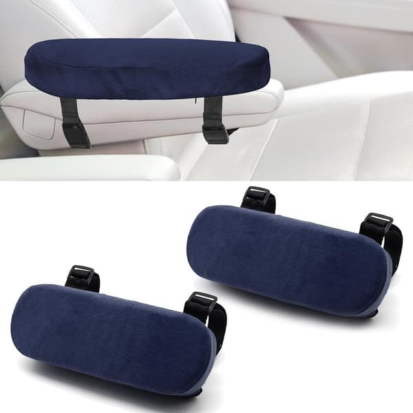 2 stk avtakbare armlensputer 23,5*7,5*3 cm, blå - polyester, for kontor-, bil-, spillestoler