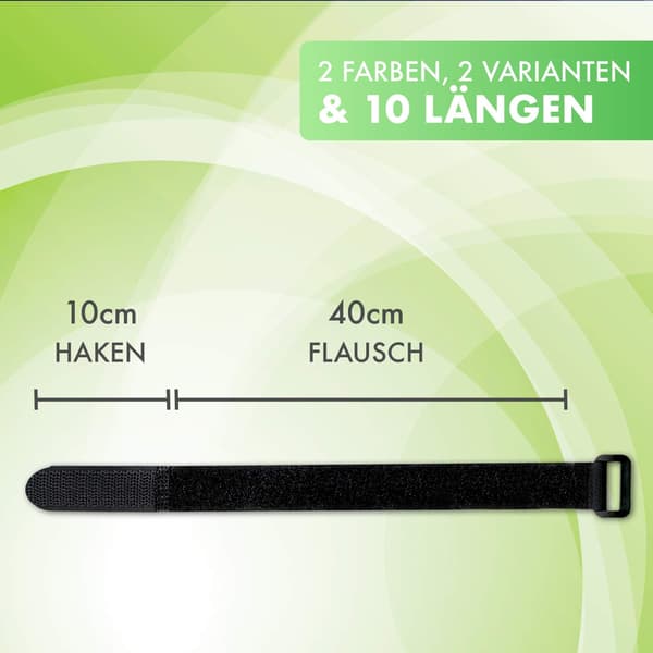 5 x 50cm Black Velcro Straps with Loop, 20mm Wide, Velcro Fastener, Reusable Nylon Cable Tie