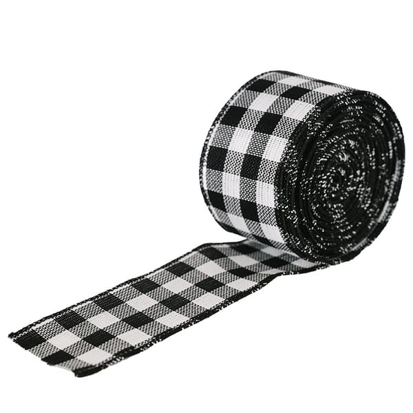 |NN| Craftband 6m sort rødternet julebånd 5cm bredt jul