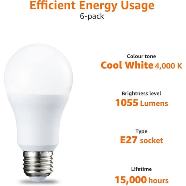 6-pack LED-lamppuja Edison-ruuvikanta E27 10 W Viileä valkoinen Ei-himmennettävä