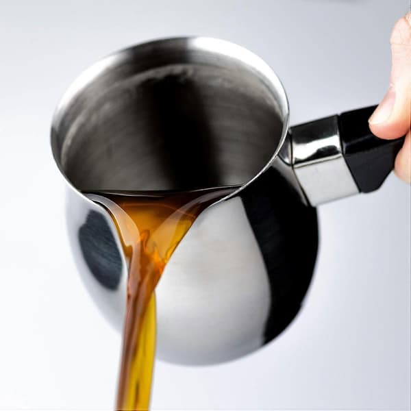 Tyrkisk kaffekande Cezve Ibrik-stil i rustfrit stål, traditionel kaffebrygger til komfur 35 cl 12oz