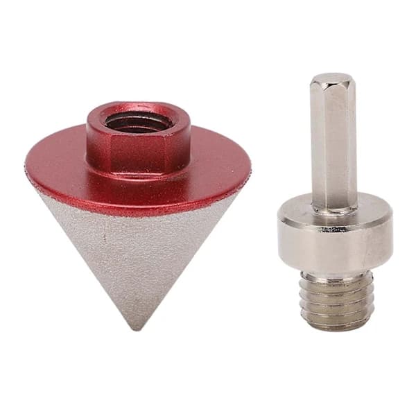 48 mm Diamond Chamfer Bit with Converter, 60 Degree Angle, Conical Chamfer Cutter for Marble, Glass, Metric Thread M14