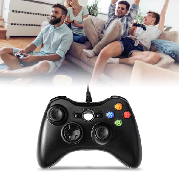 Kabelbaseret Gamepad til Xbox 360 Universal Vibration Kabelbaseret Joystick Spilcontroller til Android til PC Sort