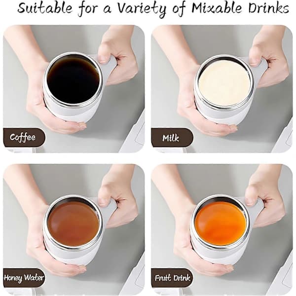 Self-Stirring Mug, 380ML Self-Stirring Coffee Mug Automatic Magnetic Stirring Coffee Mug Rotating Home Office Travel Stirring Cup White