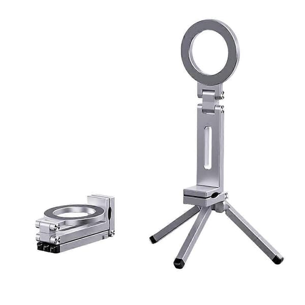 Magnetisk telefonstativ for iPhone, magnetisk telefonstativ i aluminium, sølv Silver