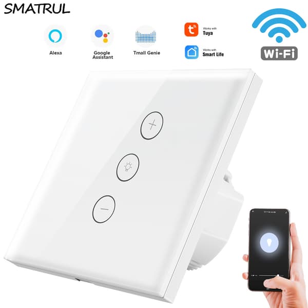 Dimmer, Prosentfunksjon WiFi Lysdimmer med Timerfunksjon, WLAN Stemmestyring Innfelt Belysning