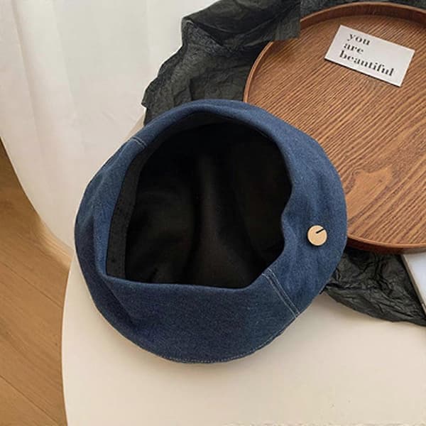 56-58 cm hodeomkrets denim beret kvinne sommer solbeskyttelse solskjerm stor hodeomkrets hatt