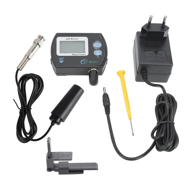 LCD Digital PH-måler Tester Akvarium Pool Vandkvalitetstestmåler EU-stik 220V