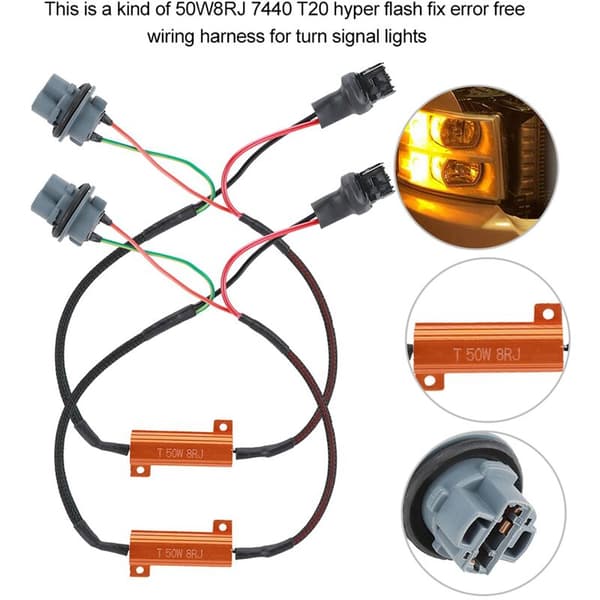 7440 T20 50W8RJ Hyper Flash Fix fejlkodefri ledningsnetadaptere til LED-blinklys