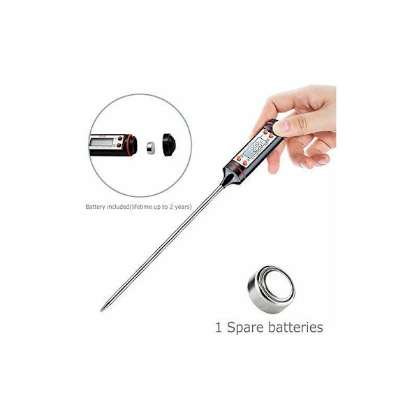 Kökstermometer, matlagningstermometer, digital stektermometer, lång provköttstermometer, 5s snabbavläsning (blå) -