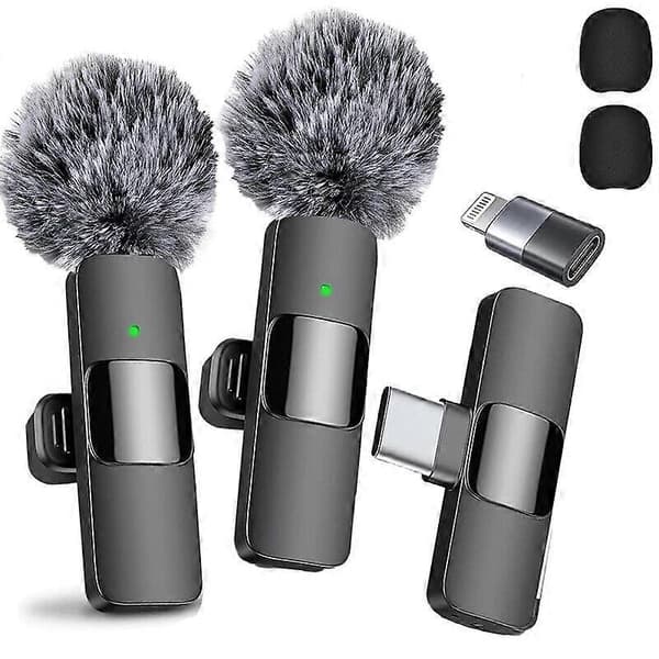 2024-Mini Wireless Lavalier Microphone Mic Phone For iPhone Type C Recording Vlog-QM
