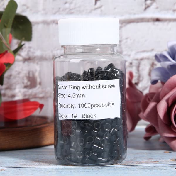 1000 pcs Aluminum Micro Links Rings Beads Screw Micro Rings Hair Extension Tool Black