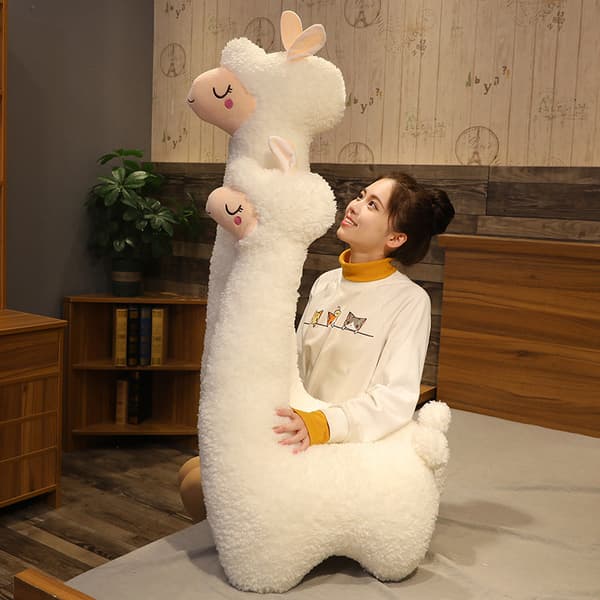Body Pillow 75 cm, White, Giant Alpaca Plush Long Body Pillow