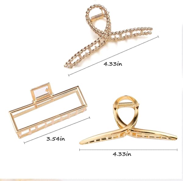 Sæt med 3 store elegante guldhårklemmer, der ikke glider, til kvinder og piger