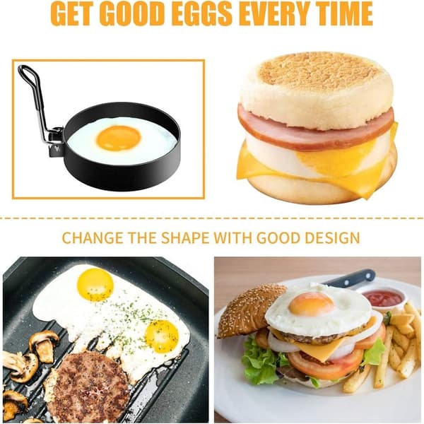 SYOSIN 4-pakks stekte eggformer, pannekakeform, non-stick pannekaker i rustfritt stål