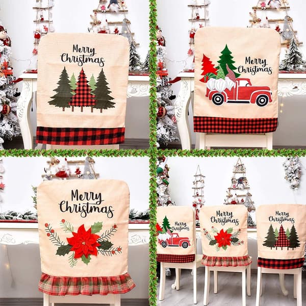 3-pack julstolsöverdrag Julmatsalsstolsöverdrag set för