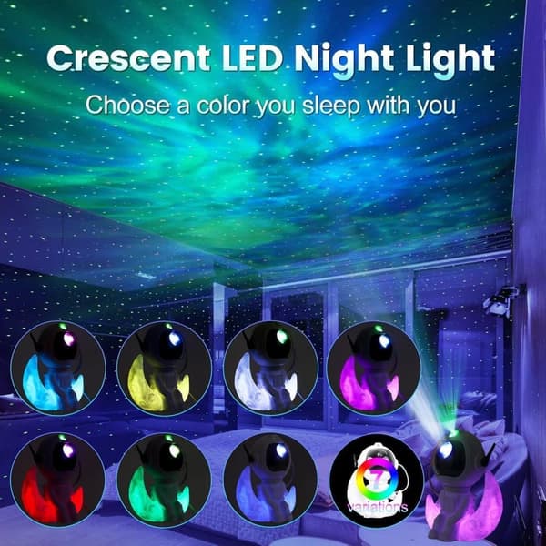 Moon Landing Astronaut Galaxy Projector Night Light - Star Projector with Timer and Remote Control for Kids & Adults