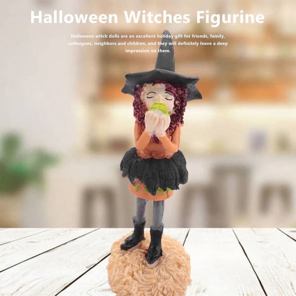 Halloween Witches Figure Decor Dolls Mini Magic Witch Halloween Decorations Desk Decor -D