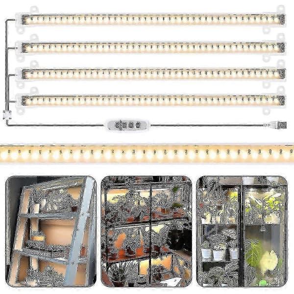 LED Grow Light Strips for Indoor Plants, Full Spectrum Sunlight 42-288 LED Plant Lamp with Automatic Timer for Shelves Hydroponic Succulent