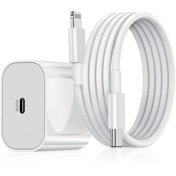 iPhone hurtigoplader USB-C strømadapter 20W + kabel hvid 106 106