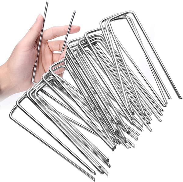 50 kpl telttavaarnoja, 2,5 mm 15 cm pitkiä teräksestä, hopea, maapiikit