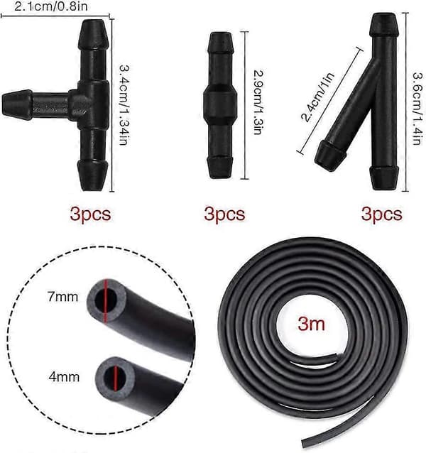 3m Wiper Hose Kit, with 9pcs Nozzle Joint Set Kit