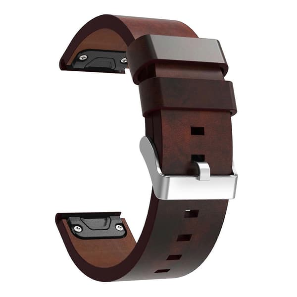 Til Garmin Fenix 3 Sapphire 26mm Læder Stålspænde Urrem Brun Brown
