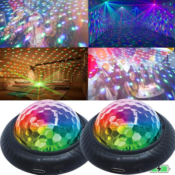 2-pack Rechargeable Mini Disco Light Night Light 2-in-1, Automatic/Sound Activated Disco Ball Party Light Christmas Pub Decoration Birthday Gift