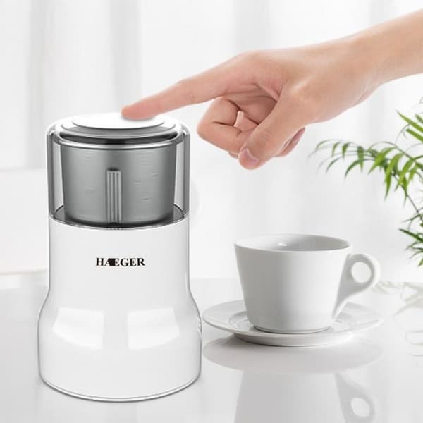 Small Coffee Grinder Household Automatic Coffee Grinder European Standard (White)