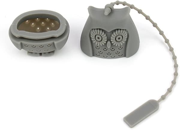 Grass Green, Orange, One Each, Set of 2 Owl Shaped Silicone Tea Infusers