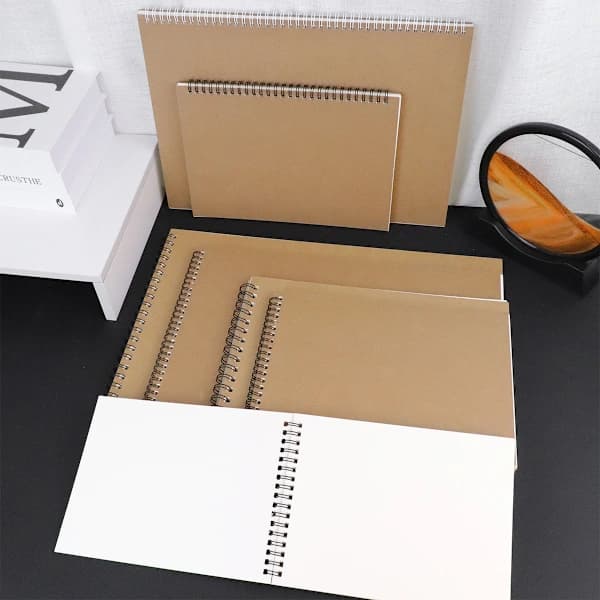 Spiral Notebook A4 Kraft Cover - Spiral Bound Notebook for Travel and Office (3-pack)