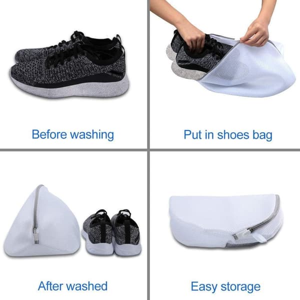 Vaskepose for sko/joggesko, skovaskepose med glidelås for
