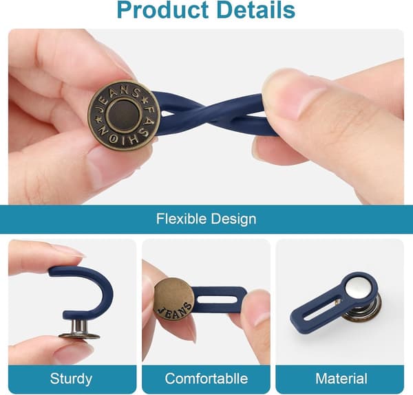 Pieces Jeans Button Extender - Buttonhole Extender - Trouser Extension Button - Trouser Waist Extender - Unisex - Instant Waist Extension Buttons