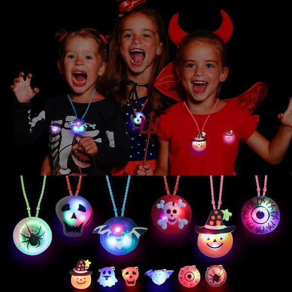 Lysende legetøj til børn, Halloween-fest halskæde armbånd ring KLB